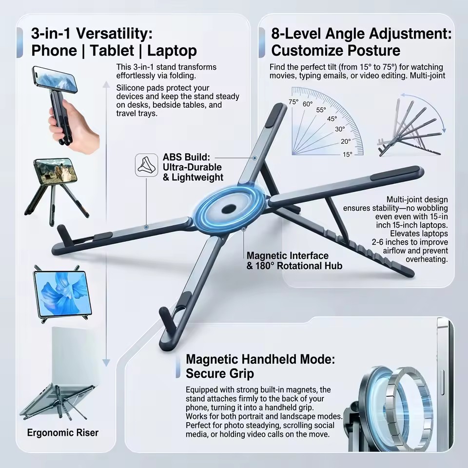 3 in 1 Foldable Magnetic Phone - đánh giá và giá Laptop Stand Portable