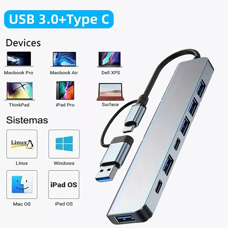 2 In 1 USB3.0 Hub 7 Port Type  - đánh giá và giá Laptop Accessories And Gadgets