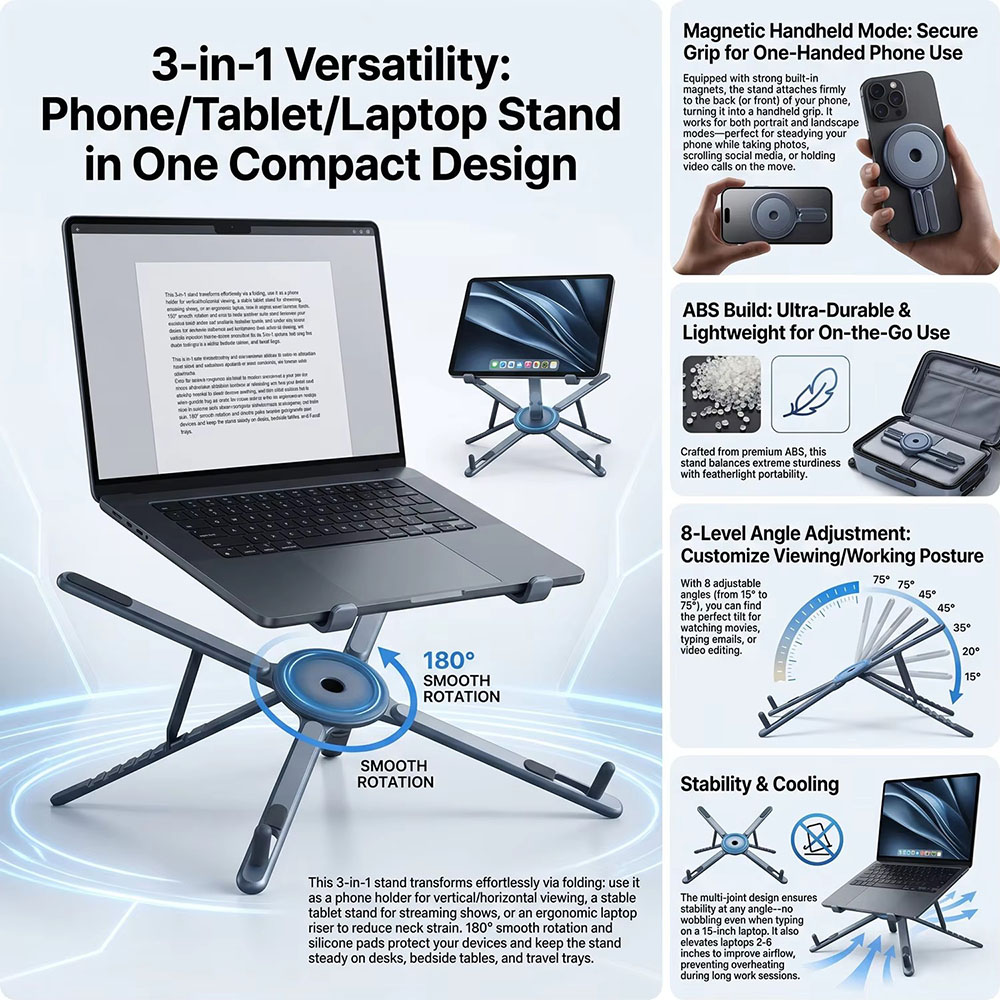Portable Magnetic Phone Holder - đánh giá và giá Laptop Stand Portable
