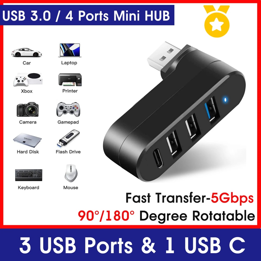 Mini Splitter 4 Ports USB Hub  - đánh giá và giá Laptop Accessories For Programmers